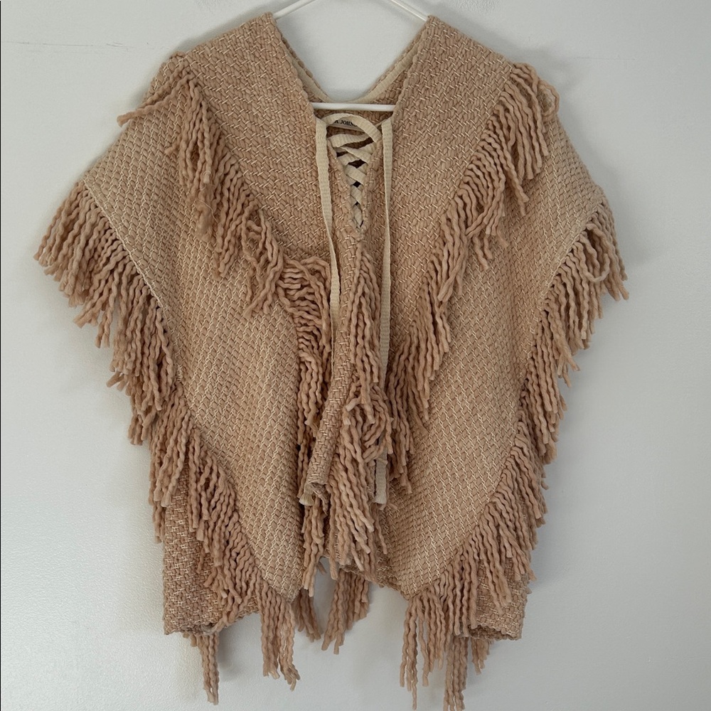 Ulla Johnson Woven Lace-Up Top in Beige